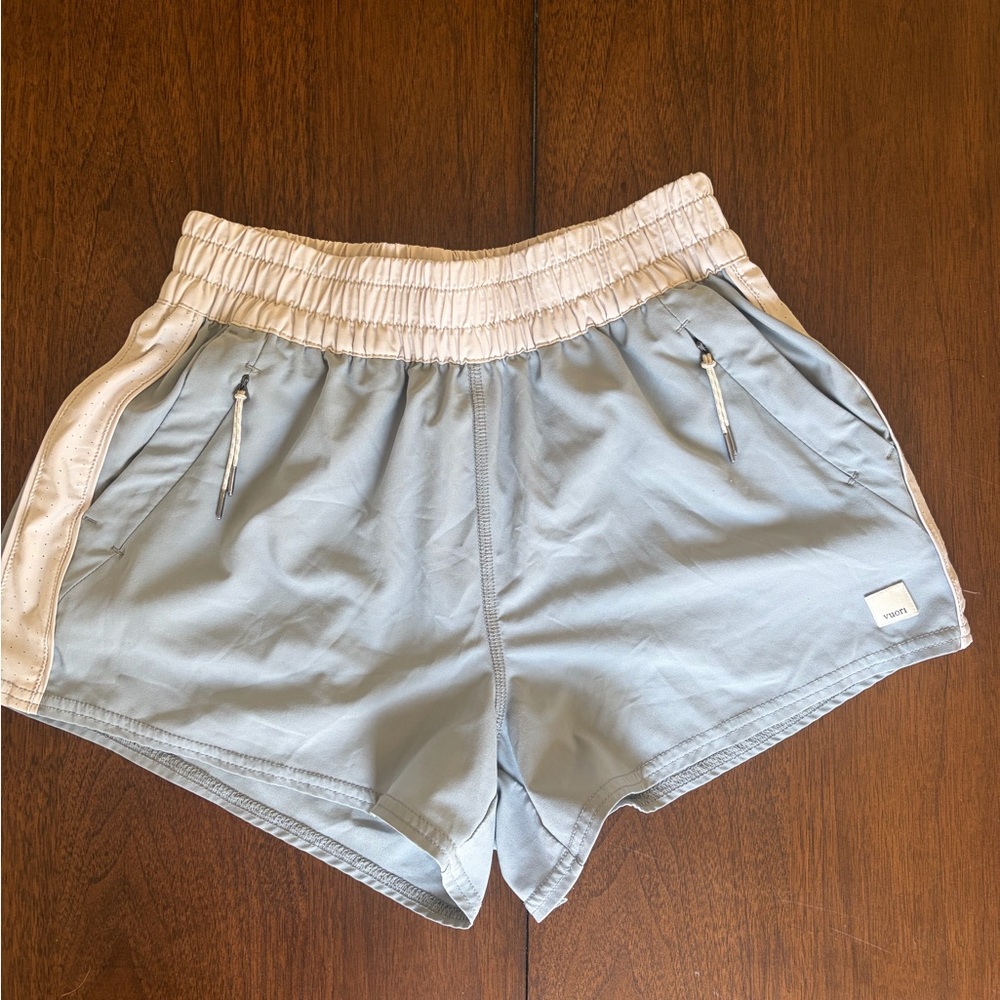 Vuori Women's Light Blue and White Athletic Shorts